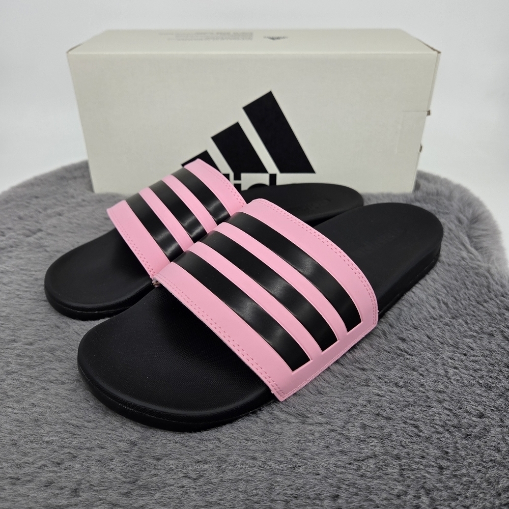 New adidas Adilette Comfort Slides True Pink Core Black Men's Shoes Size 11 - Picture 1 of 7